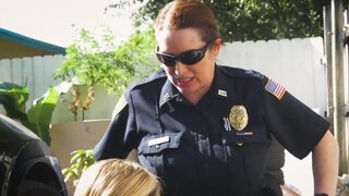 Two black cops and a black studs are fucking in the backyard