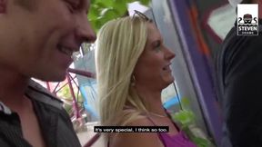 HARD OUTDOOR THREESOME with Dirty Tina: TWO GUYS share a MILFs CUNT! StevenShameDating