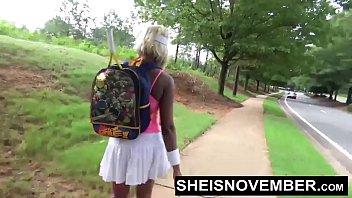 I&#039_m Walking Down The Street To Give A Blowjob To A Big Dick Guy I Met During My Tennis Match With My Giant Nipples And Big Boobs Out, Skinny Blonde Black Slut Sheisnovember Exposing Her Big Butt, Cute Panties Outdoor on Msnovember