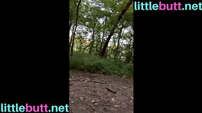 Round bum femboy leaves panties behind and goes hiking on public trail