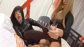 Two Yummy Shetwinks In Stockings Hammer Each Other