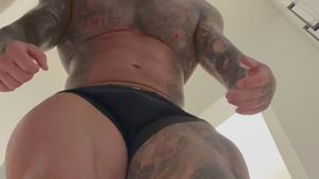 I corner you and stand over you like a Giant Muscle God making you feel my muscles while I put you in your place