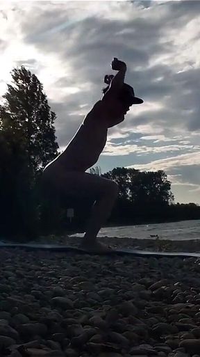 Slender Nudist Boy Does Yoga Nude on a Naturist Beach. Naked Yoga Video by Jon Arteen Gay Porn Model