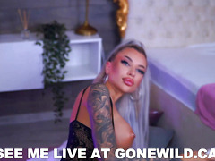 Sexy Tattooed Babe in Lingerie Teases Live on Cam
