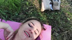 Squirting in the woods after a jog