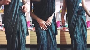 indian gay crossdresser gaurisissy looking hot in black saree