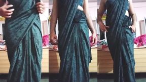 indian gay crossdresser gaurisissy looking hot in black saree