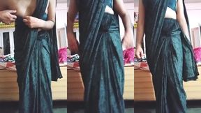 indian gay crossdresser gaurisissy looking hot in black saree