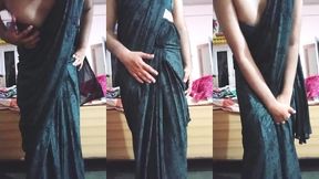 indian gay crossdresser gaurisissy looking hot in black saree