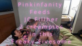 JC Fillher Eats two pussy creampies out of Pinkinfanity in her first 5some (1080p)