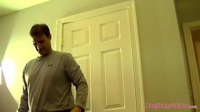 Straight Chuck prepares his long white dick to be swallowed intimately