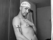 Gogo boy dancing samba, warms up and touches penis