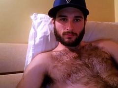 Hairy Stud Shoots Cum All Over Himself