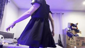 Femboy maid Shows off her sexy little butt for you