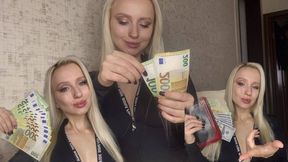 I count the money you brought me for my next purchases and entertainment.