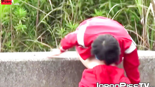 Public Peeing Fetish - Outdoor Pee Fun With A Hairy J-Pop Star