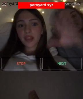 Teen flashes her tits on webcam in public