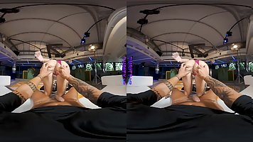 Hot brunette with big tits Marika Milani will do anything for cum