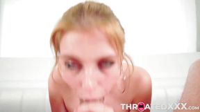 Hungry Redhead Swallows giant dick