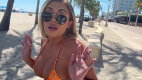 Picked up busty Latina stranger on the beach for one night stand