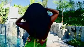 Sexy black chick with big juggs gets a white penis
