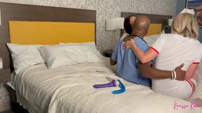 Two Naughty Nurses Drain Doc Chocolate's Big Black Cock