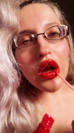 Perfect Lips Red Lip Gloss Lipstick Fetish FinDom Goaldigger Lips Addiction