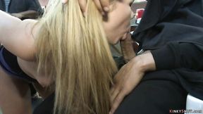 ”Tied blonde anal fucked in public shop”