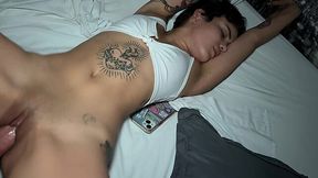 Woke her up with his hard cock in her pussy, giving her a facial after POV