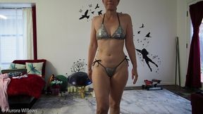 Goddess Aurora Willows Silver Bikini, Hip Circles and Camel Pose, Fashion Show of New Bikini at the End, Custom Order