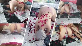 Hot amateur couple erotic massage with oil on the body.