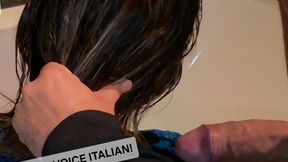 Italian Voyeur Audio - 'Cum on HER Blonde Hair While I Watch' + Slow-Mo Hairjob BJ Explosion (7:49) 4k