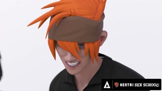 HENTAI SEX SCHOOL - Futanari Beauty Fucks The Principal + HER FIRST MMF CREAMPIE!