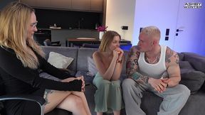 young couple came to the casting. bella mur webcam school.