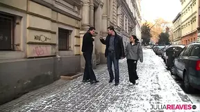 From Street to Bed, Hot Girl With Skinny Body Gets Double Fucked by Two Guys and Milks the Cocks