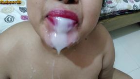 Huge Cum Inside Pussy & Mouth Indian Sex