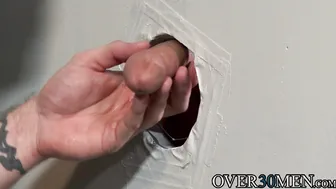 Ace Era gives Jace Chambers a glory hole blowjob and rimjob