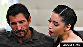 ADULT TIME - Pervy Stepdad SPANKS & Fucks STEPDAUGHTER Aria Lee For Masturbating!