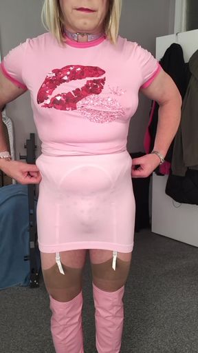 Stockings and pink boots