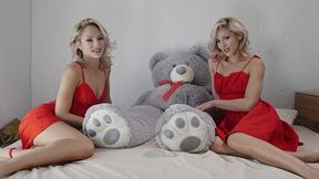 teddy with twins - anal dildo challenge