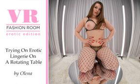 Olena Tries On Erotic Lingerie On A Rotating Table