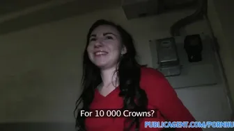 Jessie gets her wet pussy fucked in a public stairwell