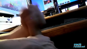 Toned Ty Evans jacks his cock off in front of his computer