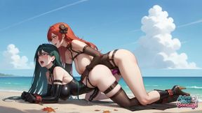 Swept Away by the Tide and Lovin' Milk Bondage on the Beach - XXX!