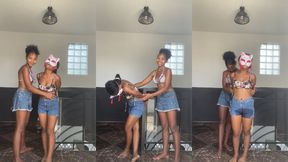 Lyra tickles me until I wet my shorts