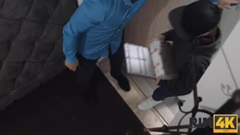 Skinny Teen (18+)'s Rimming Adventure with a Naughty Delivery Girl