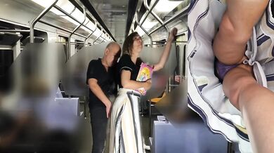 Close up train ride got me fingering in public