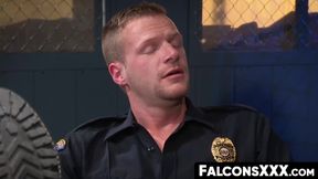 FalconsXXX.com - Muscle hunk prison guard enjoys raw anal action during work hours