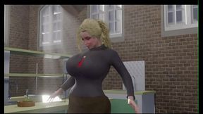 3D Solo Blonde POV Huge Boobs Scientist Breast Expansion w/ Sound added