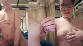 experimenting with modifying my nipples with these little elastic bands and the new suction cups